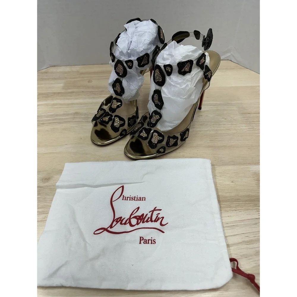 Christian Louboutin Size 39.5 Parsemis Crystal Embellished T-Bar Sandals - Picture 12 of 12